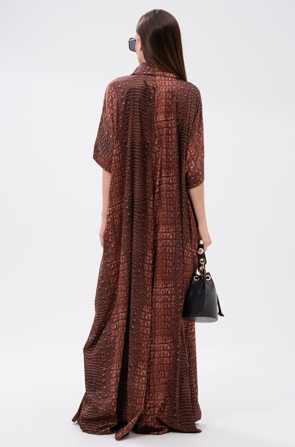 SHE'S RICH OVERSIZED SATIN JUMPSUIT IN CROC PRINT