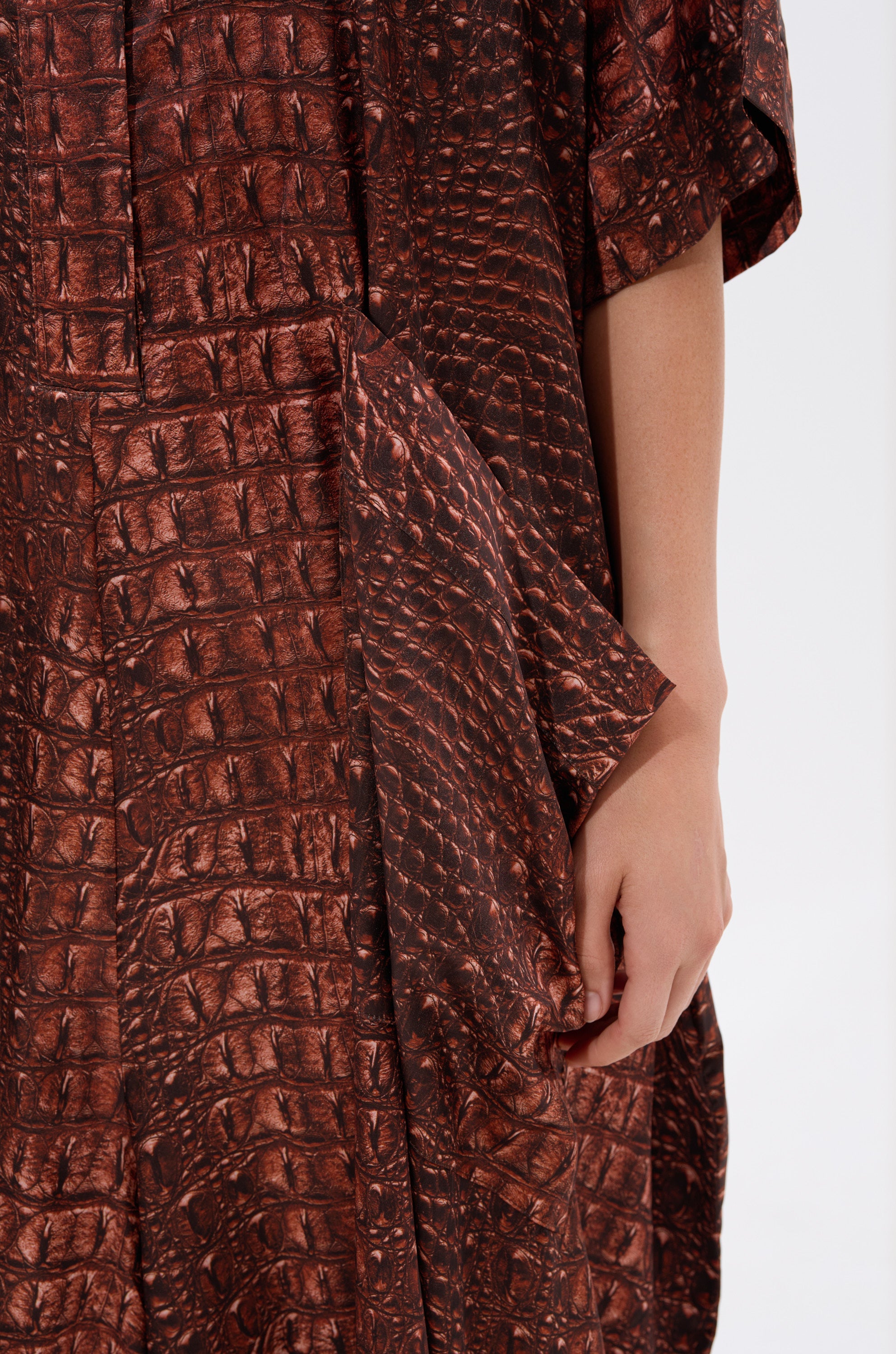 SHE'S RICH OVERSIZED SATIN JUMPSUIT IN CROC PRINT