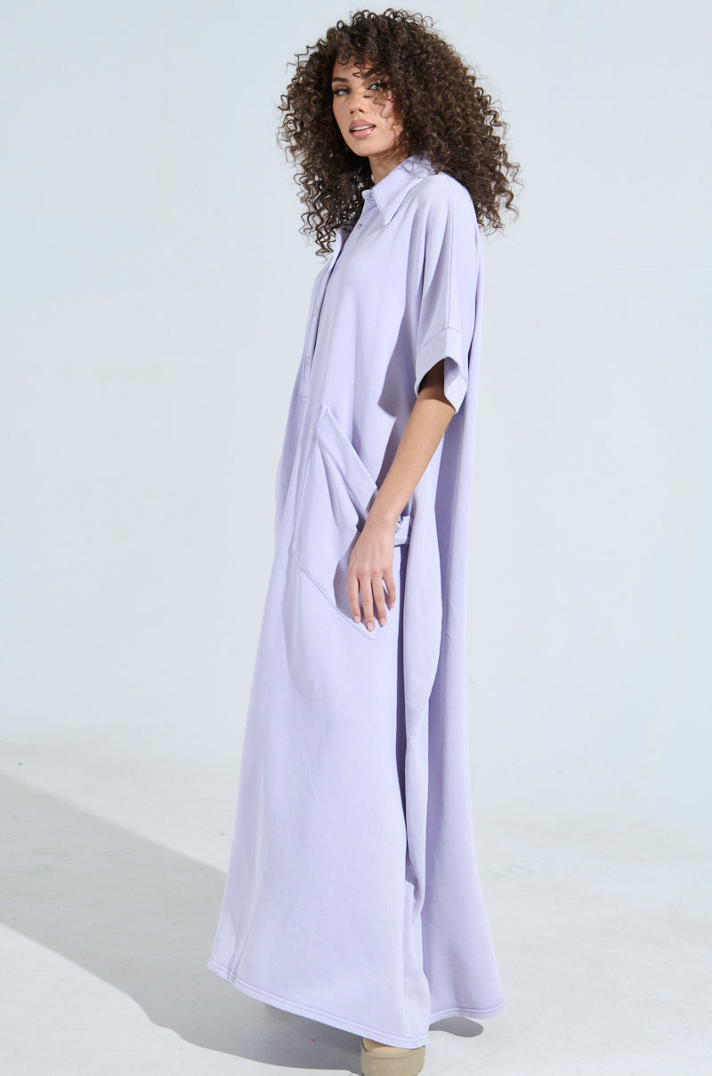 SHE'S RICH OVERSIZED JUMPSUIT IN PURPLE MINERAL WASH