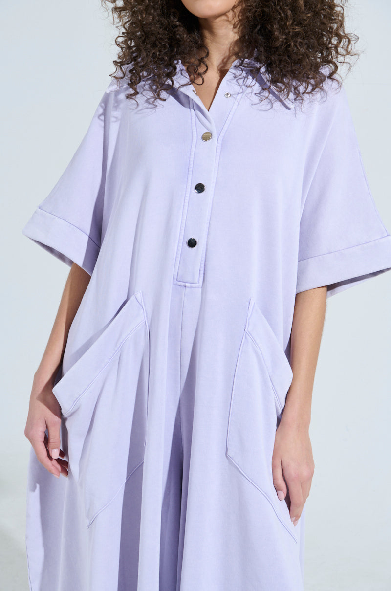 SHE'S RICH OVERSIZED JUMPSUIT IN PURPLE MINERAL WASH