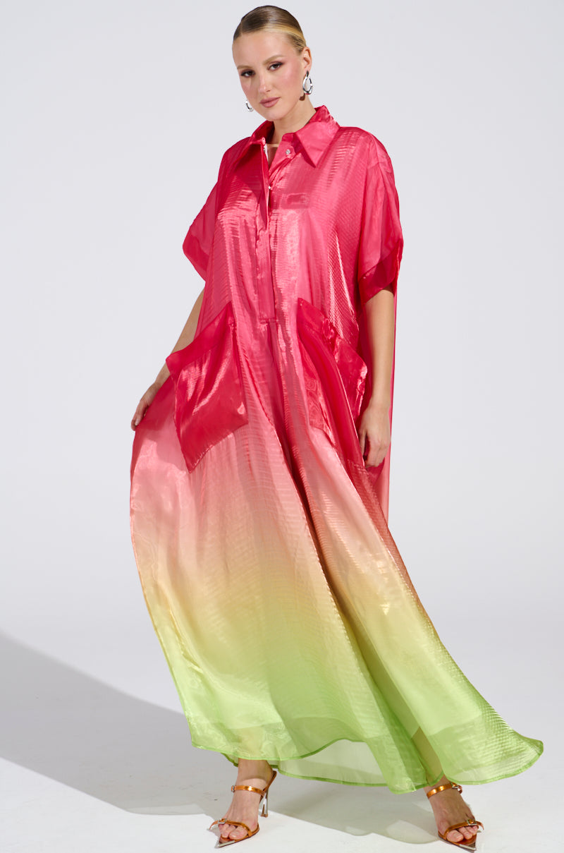 ISLA OMBRE OVERSIZED SATIN JUMPSUIT IN PINK