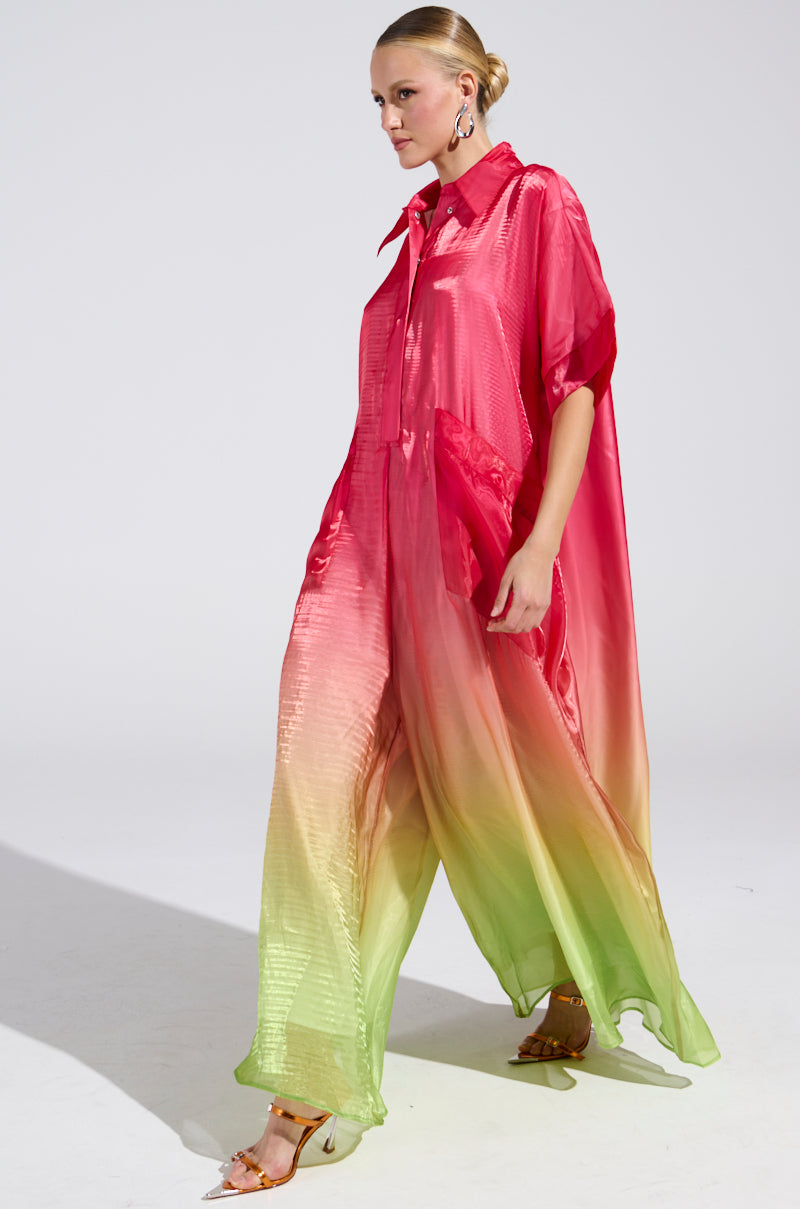 ISLA OMBRE OVERSIZED SATIN JUMPSUIT IN PINK