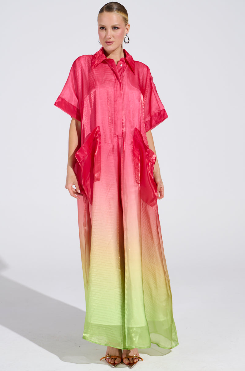 ISLA OMBRE OVERSIZED SATIN JUMPSUIT IN PINK