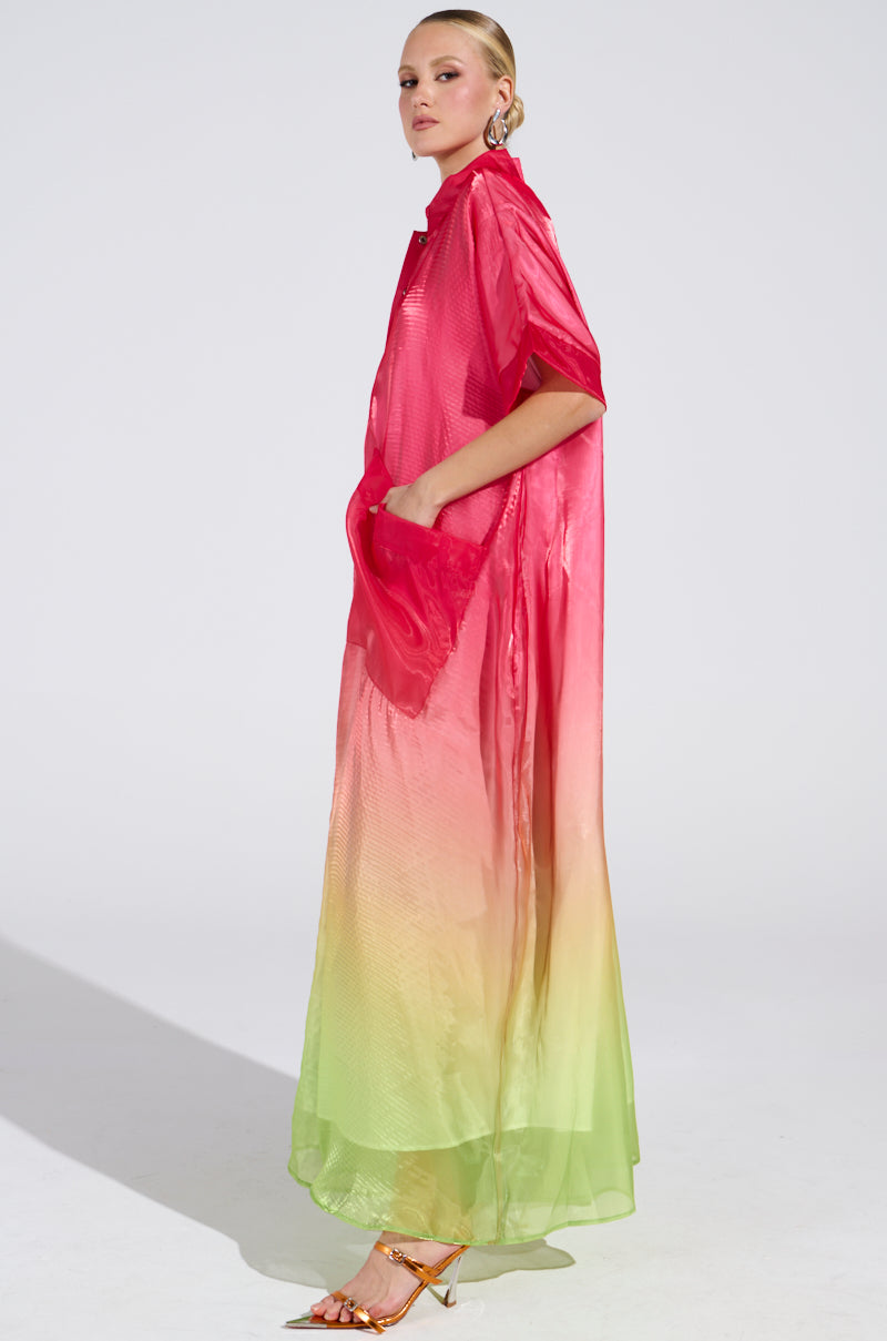 ISLA OMBRE OVERSIZED SATIN JUMPSUIT IN PINK