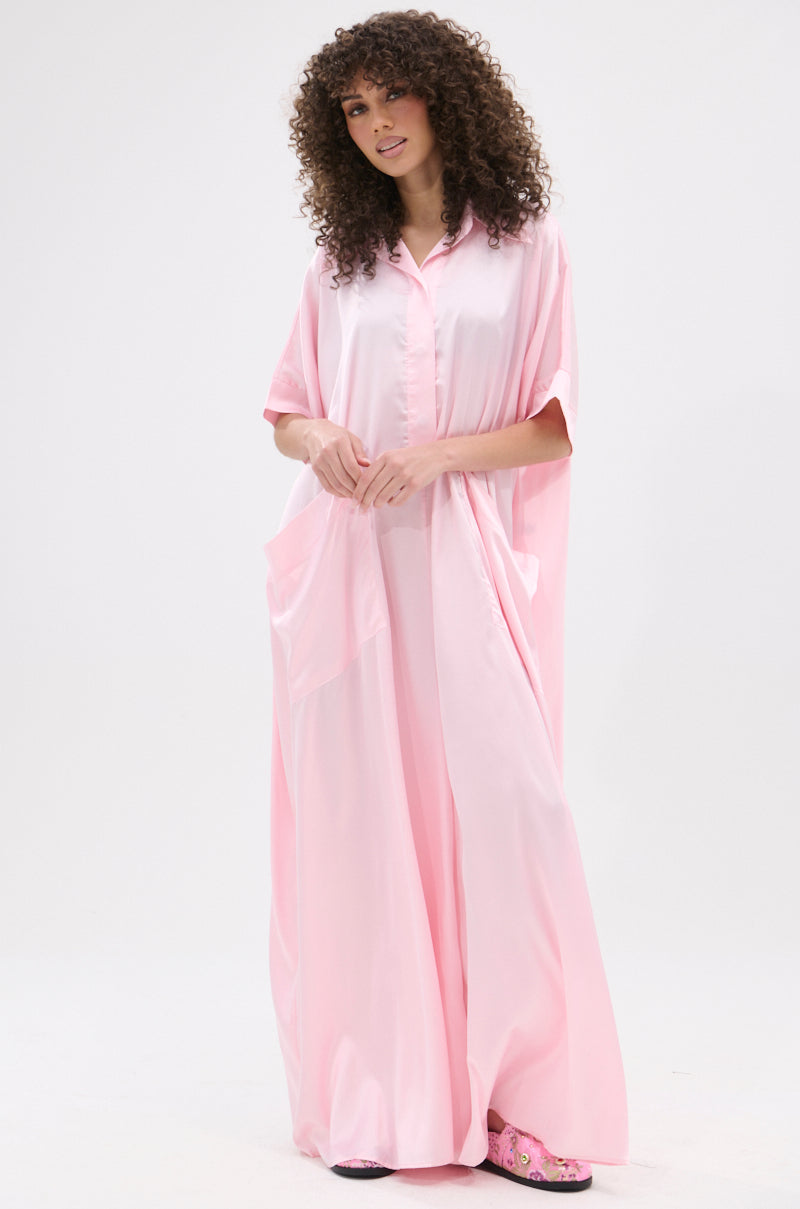 SHE'S RICH OVERSIZED SATIN JUMPSUIT IN LIGHT PINK