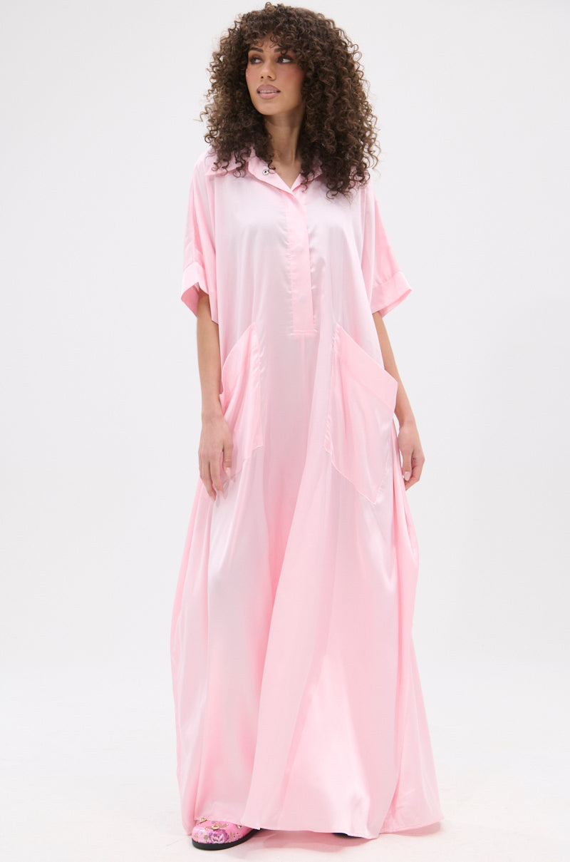 SHE'S RICH OVERSIZED SATIN JUMPSUIT IN LIGHT PINK
