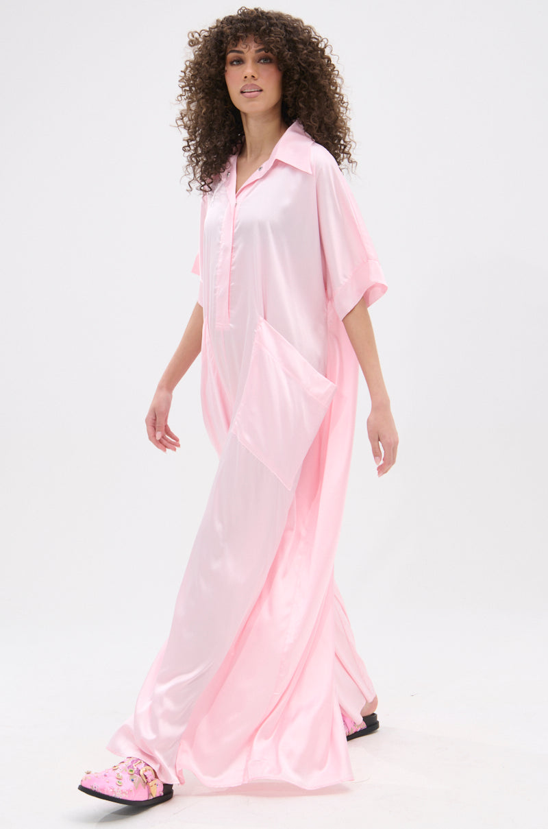 SHE'S RICH OVERSIZED SATIN JUMPSUIT IN LIGHT PINK