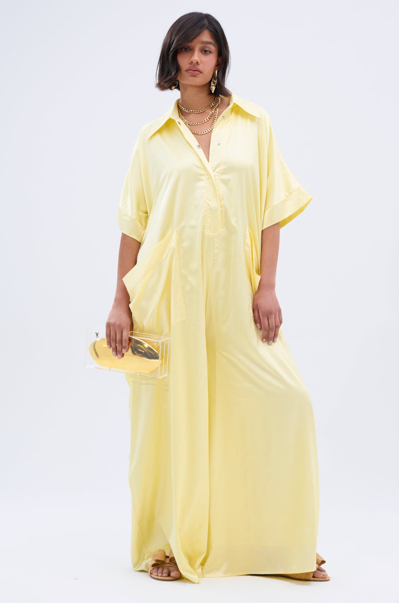 HAPPY HOUR SATIN JUMPSUIT IN YELLOW