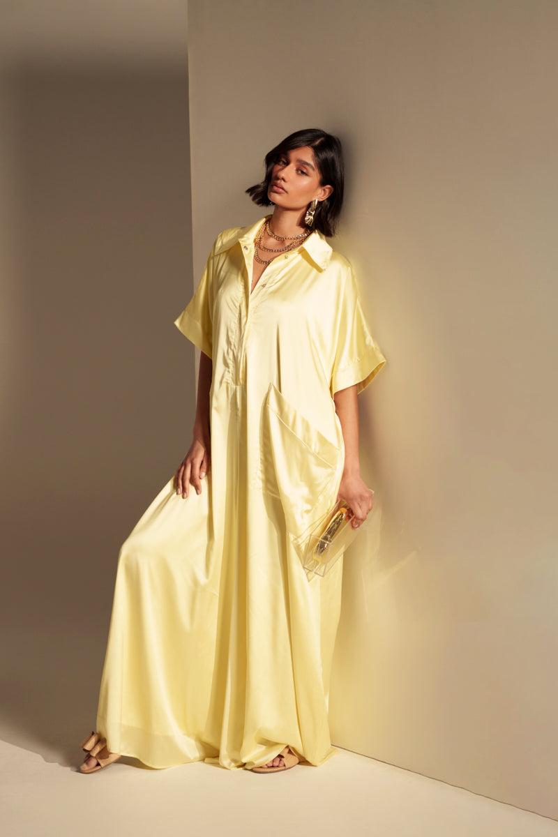HAPPY HOUR SATIN JUMPSUIT IN YELLOW