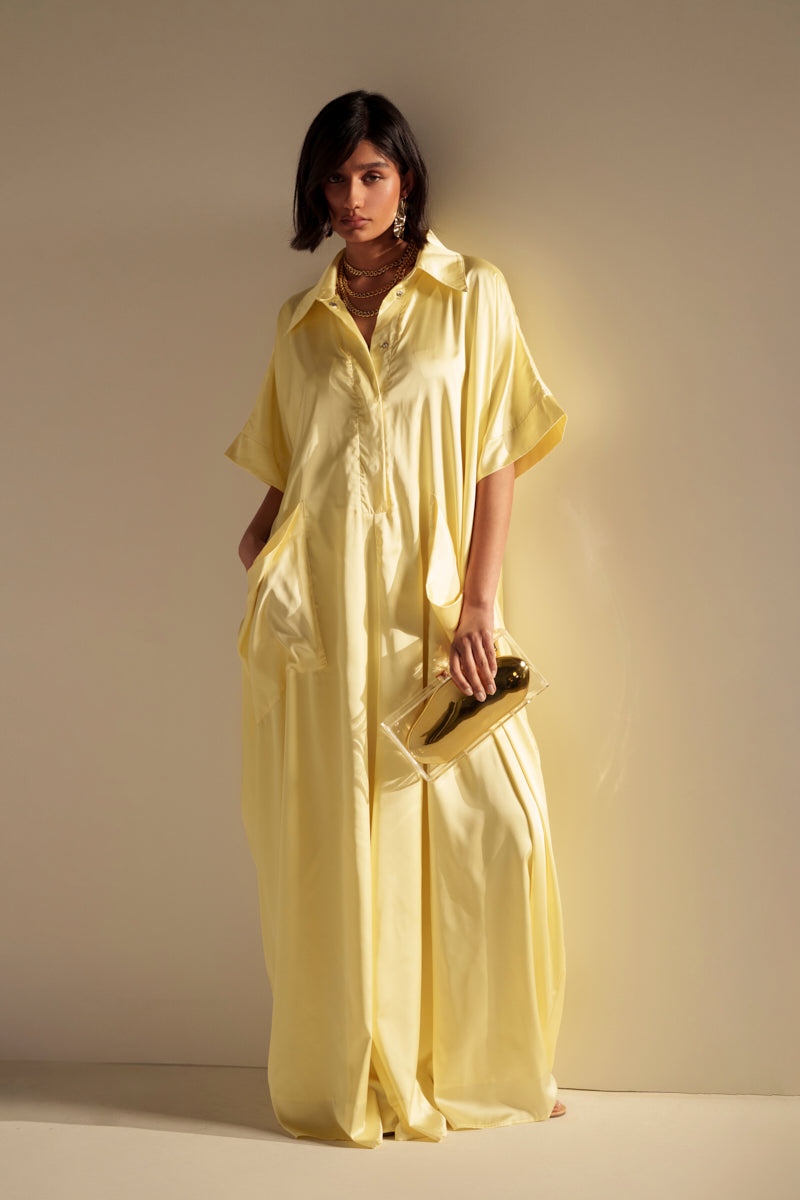 HAPPY HOUR SATIN JUMPSUIT IN YELLOW