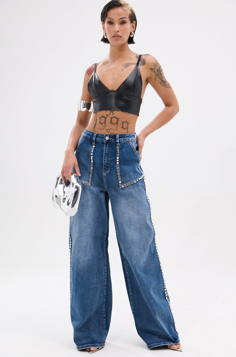 MY OWN THING STUDDED DENIM