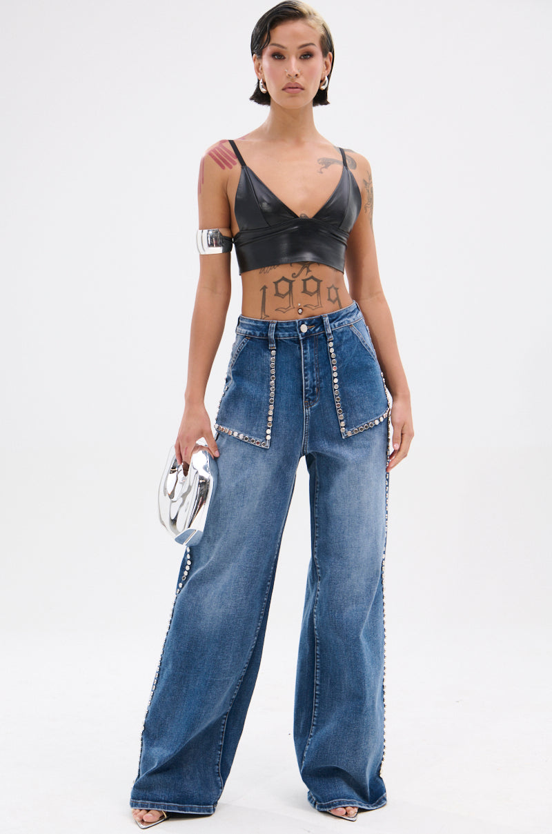 MY OWN THING STUDDED DENIM