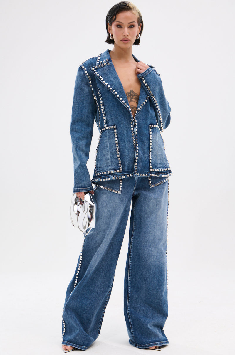 MY OWN THING STUDDED DENIM