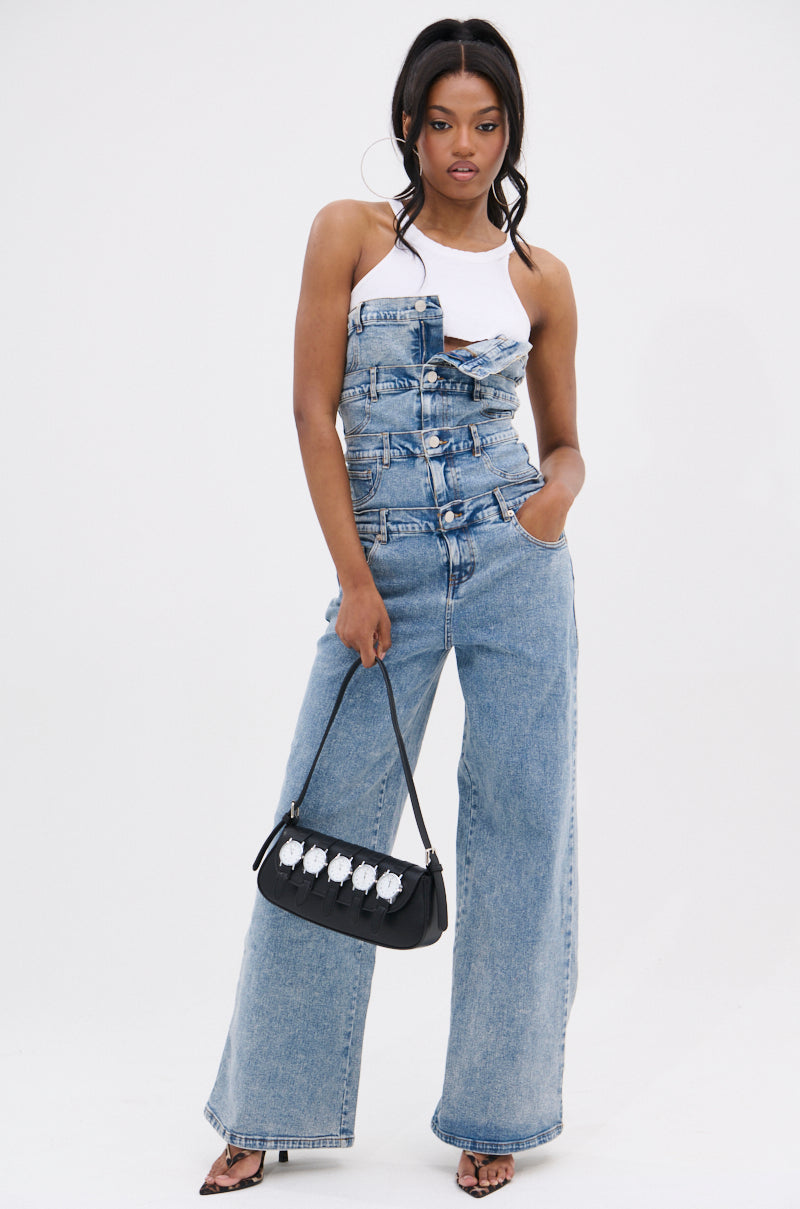 DENIM DENIM DENIM LAYERED JUMPSUIT
