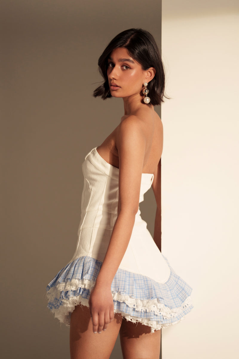 LET'S TAKE A STROLL DENIM MINI DRESS