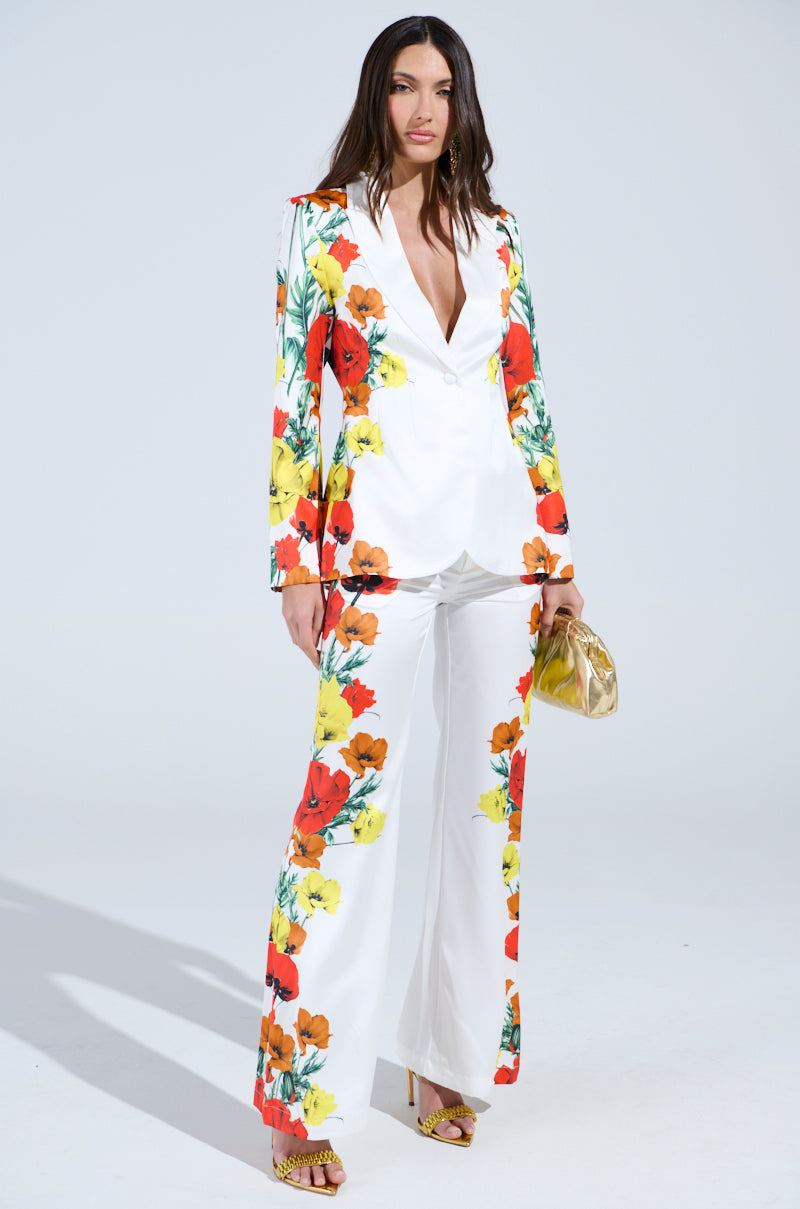 MIND MY OWN FLORAL SATIN BLAZER