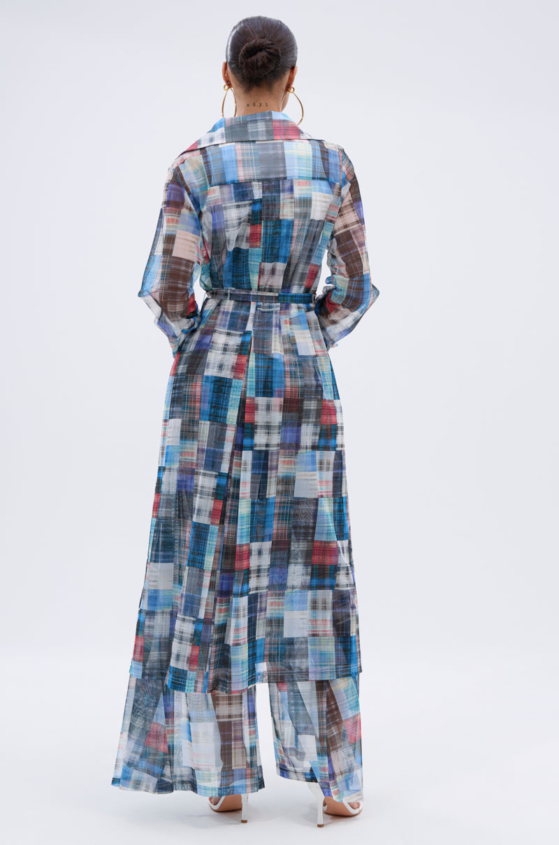 LIVING THE LIFE PLAID MESH TRENCH