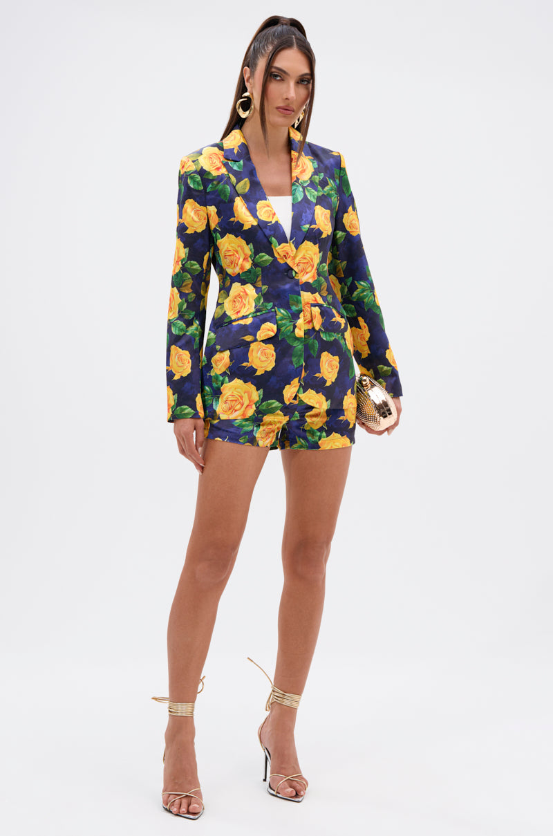 DOZEN ROSES SATIN BLAZER IN NAVY