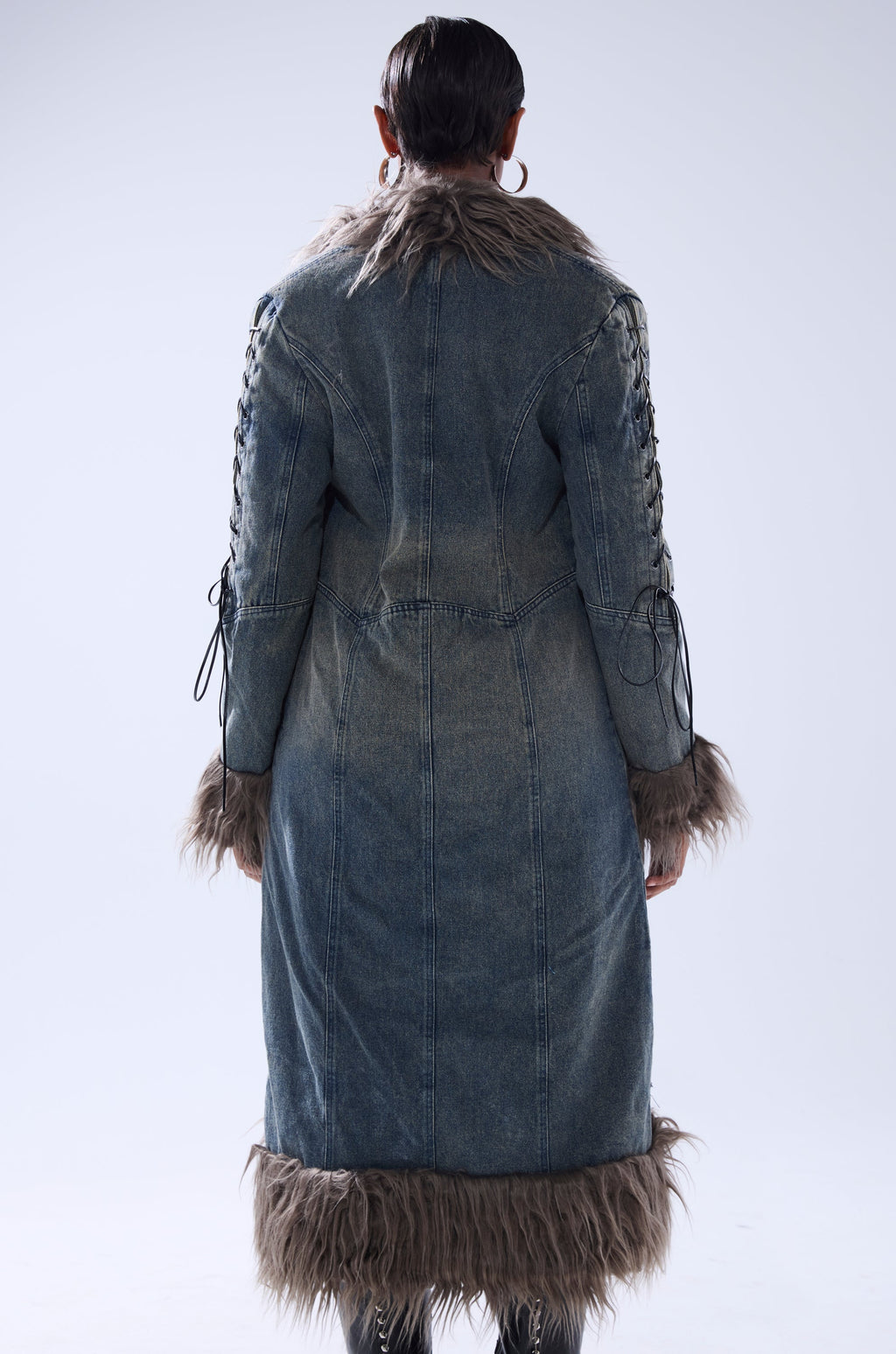 SADE FUR TRIM DENIM TRENCH