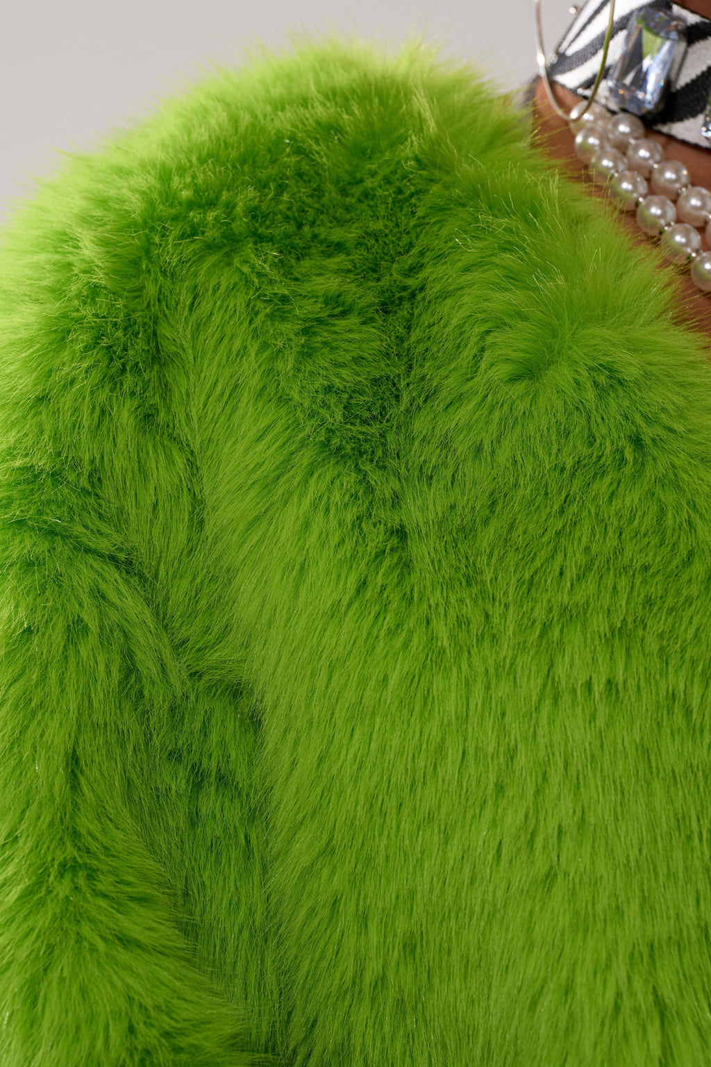 SLIME TIME FAUX FUR COAT IN LIME