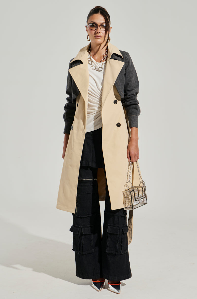 RUSH STREET DENIM OVERLAY TRENCH