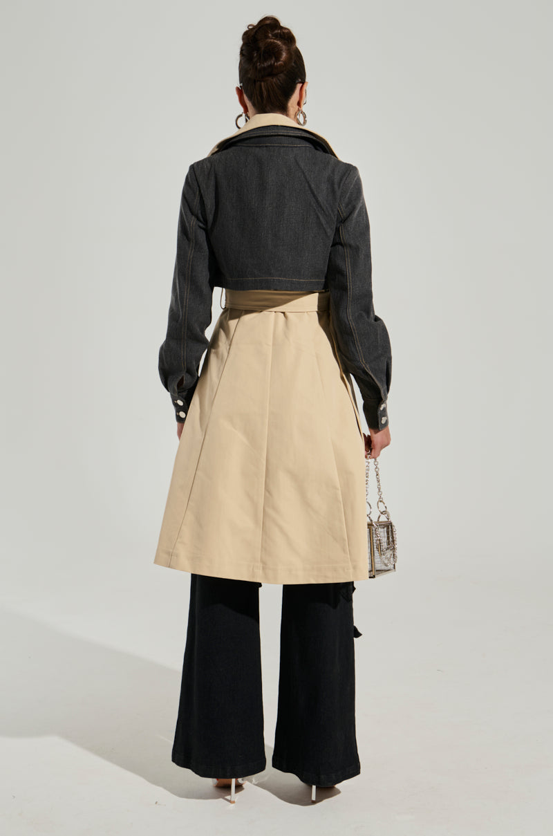 RUSH STREET DENIM OVERLAY TRENCH