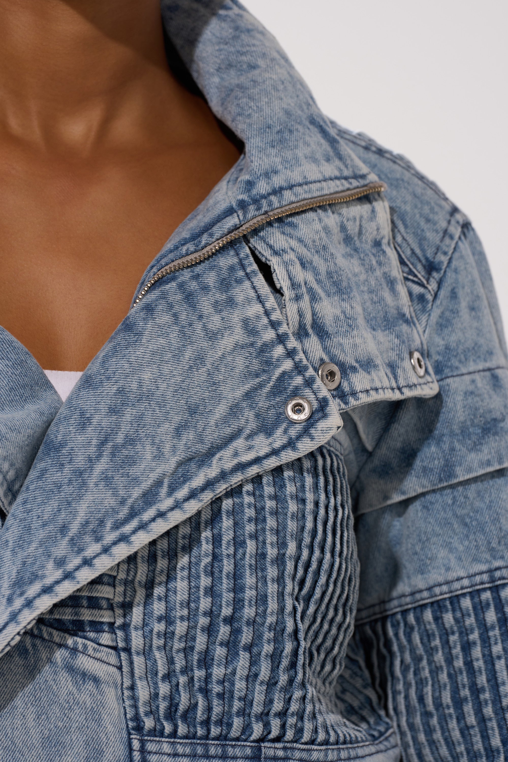 VORTEX DENIM TRENCH COAT IN BLUE