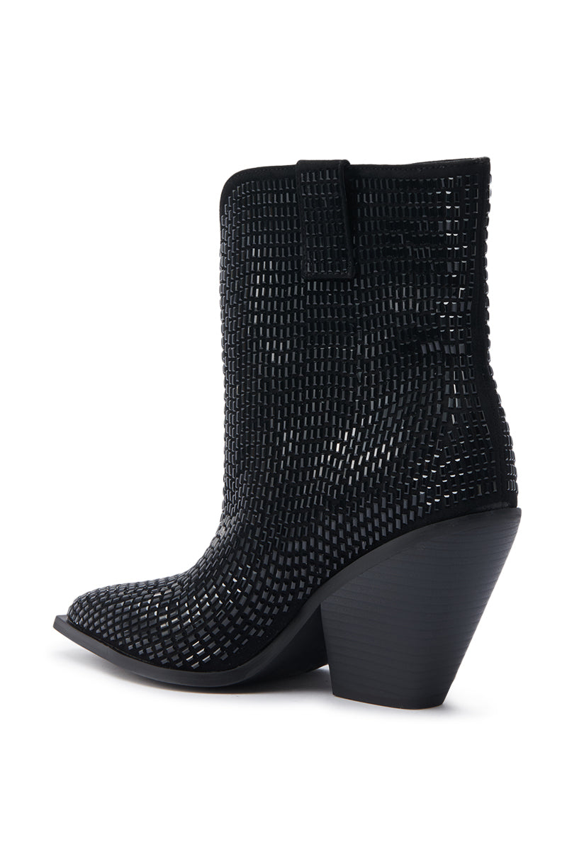 AZALEA WANG LAETITIA BLACK SPARKLE COWBOY BOOTIE