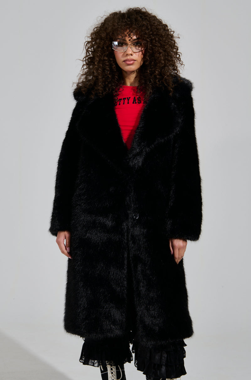 LENOX FAUX FUR TRENCH IN BLACK