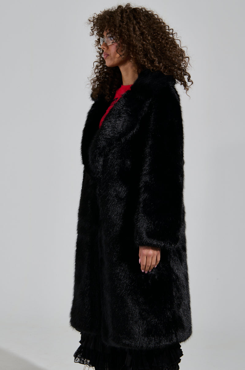 LENOX FAUX FUR TRENCH IN BLACK
