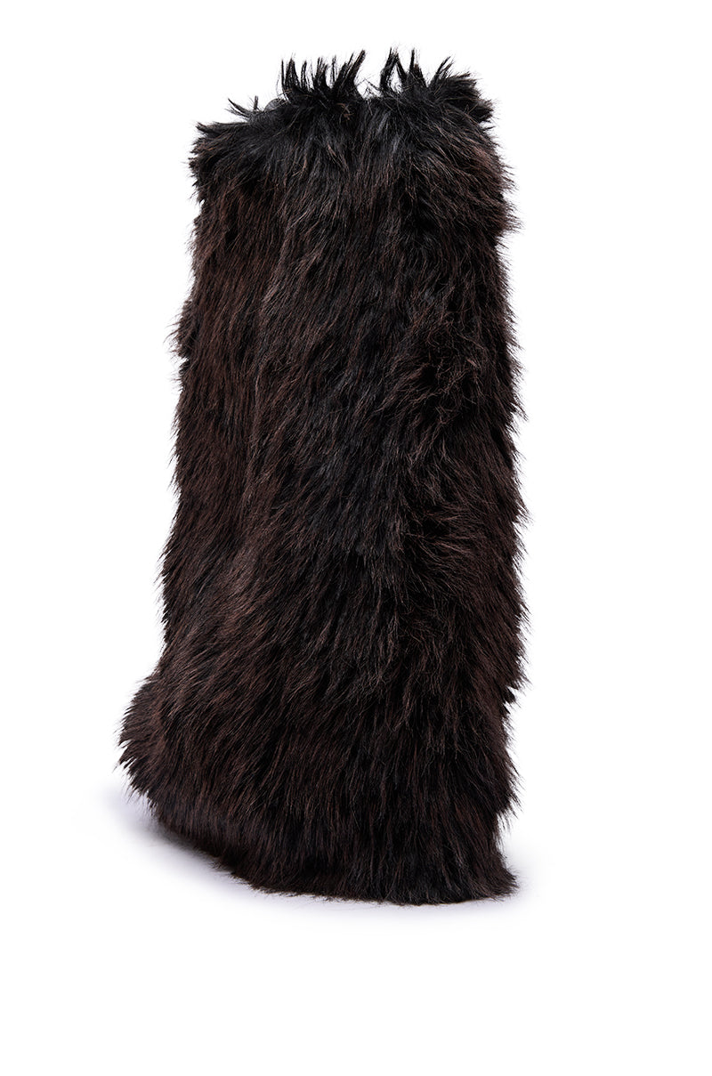 AZALEA WANG LISBOA BROWN FUR FOLD OVER BOOT