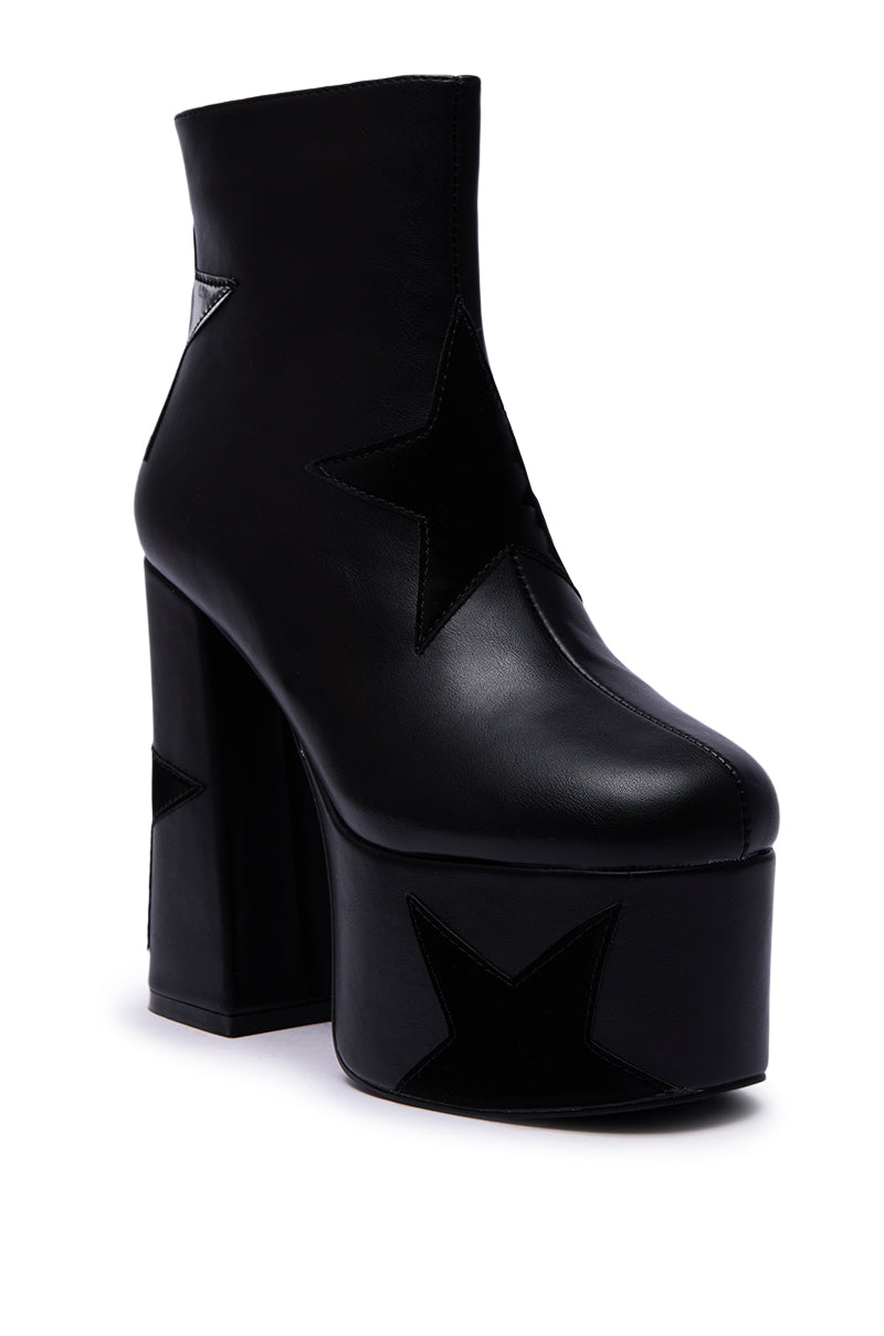 AZALEA WANG LUKYIE BLACK STAR DETAIL PLATFORM BOOTIE