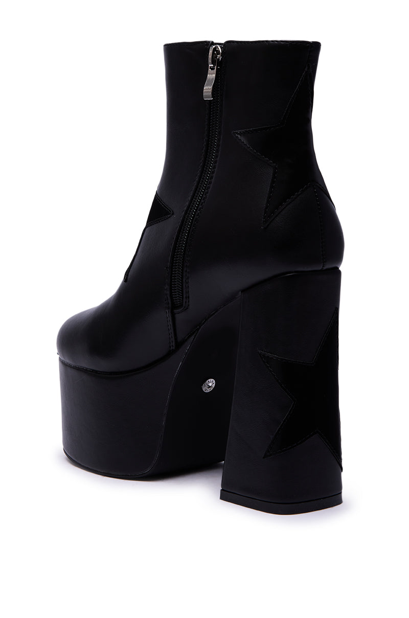 AZALEA WANG LUKYIE BLACK STAR DETAIL PLATFORM BOOTIE