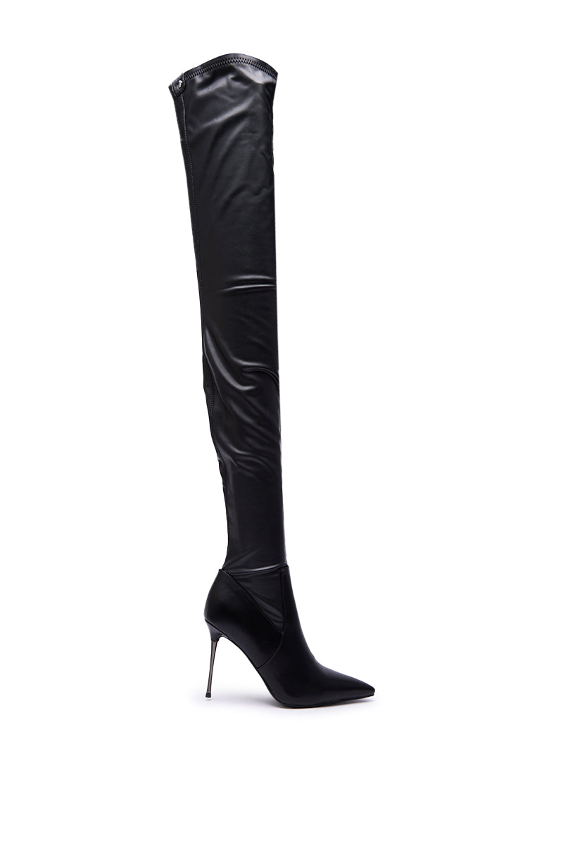 AZALEA WANG MILANDRA BLACK THIGH HIGH SEXY BOOT
