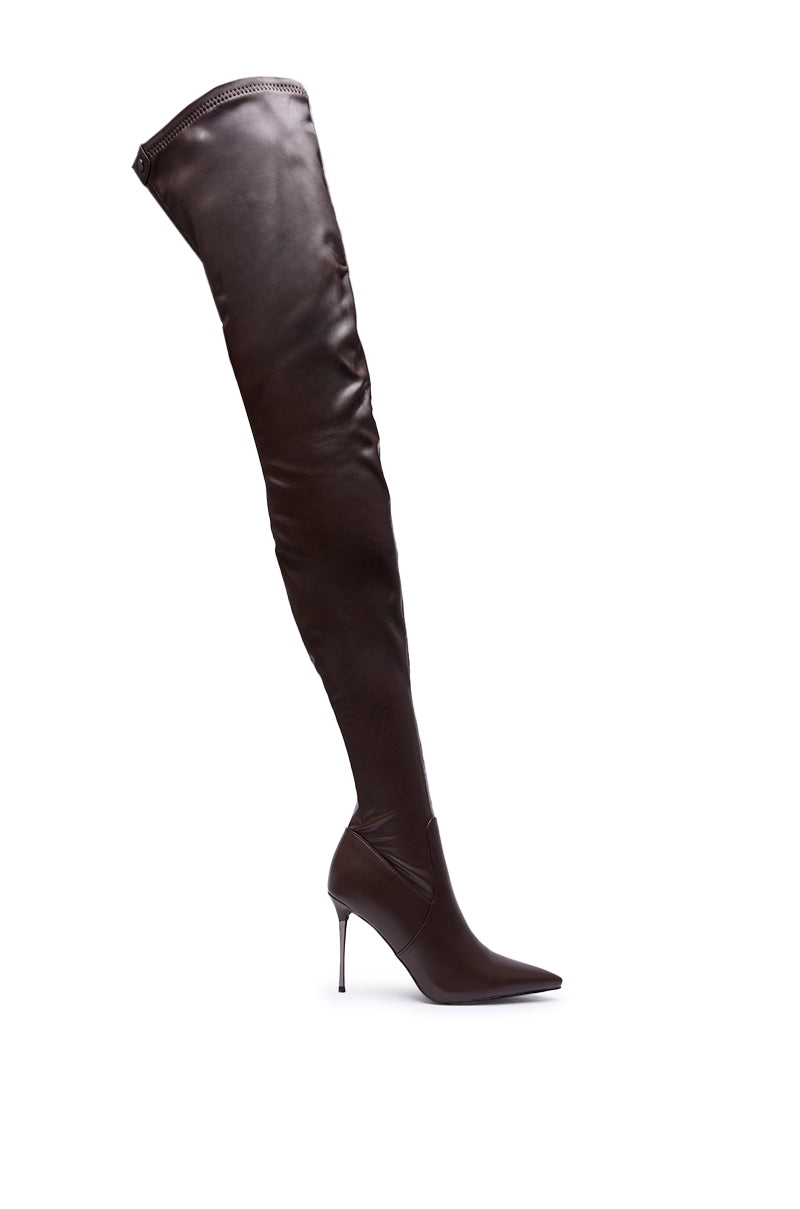 AZALEA WANG MILANDRA CHOCOLATE THIGH HIGH SEXY BOOT