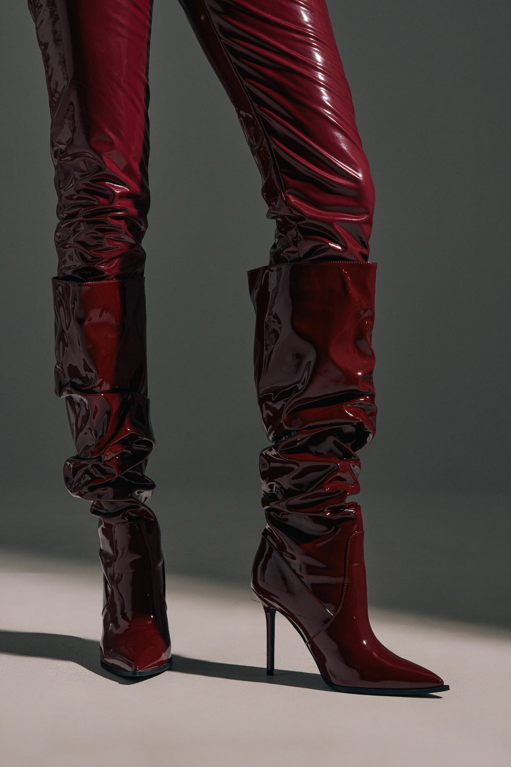 AZALEA WANG MITICA BURGUNDY PATENT SLOUCH BOOT