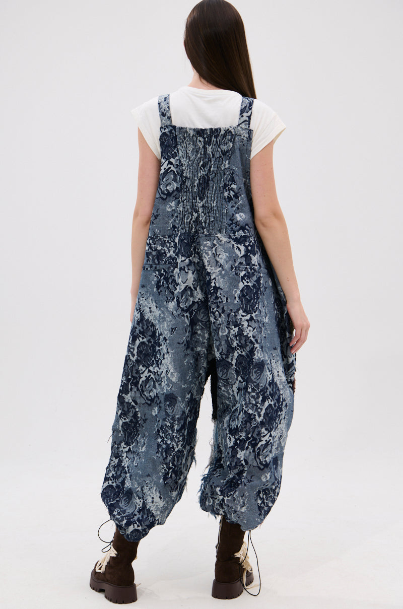 JUST LIKE THAT BAGGY FIT OVERALLS IN PATCHWORK DENIM