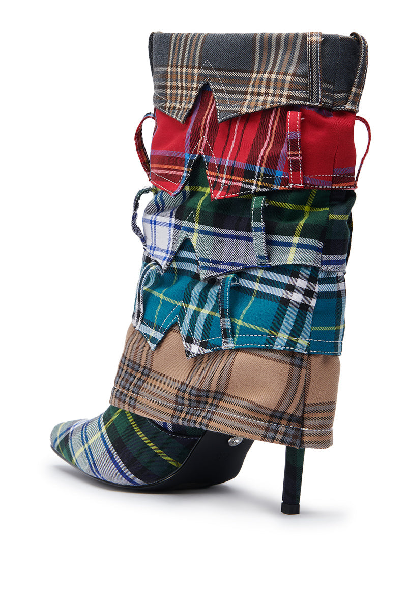 AZALEA WANG MOORE GREEN MULTI SHIRT DETAIL BOOTIE