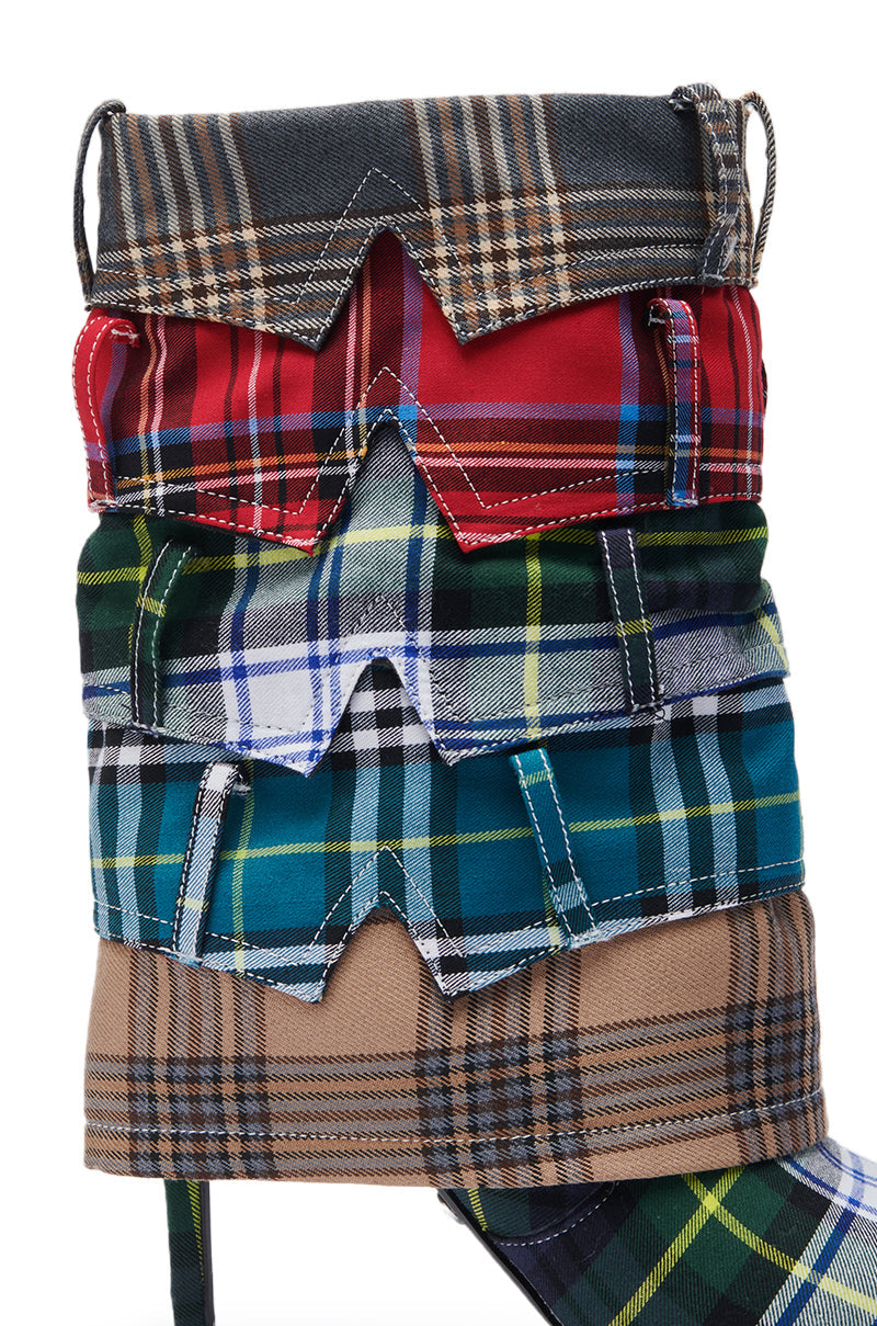 AZALEA WANG MOORE GREEN MULTI SHIRT DETAIL BOOTIE