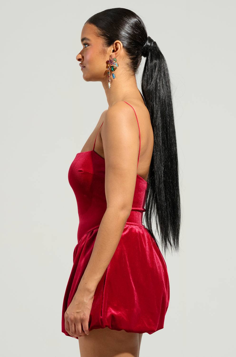 THIS MOMENT VELVET ROMPER IN RED