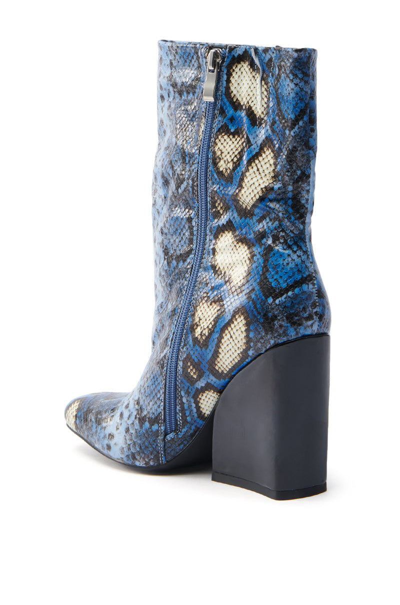 AZALEA WANG RANSOM BLUE MULTI SNAKE BOOTIE