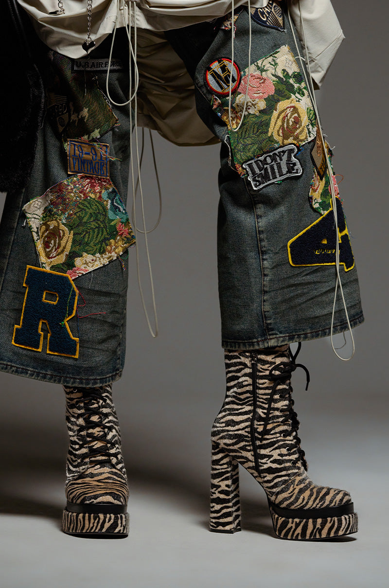 AZALEA WANG REDFORD MULTI PLATFORM PONY HAIR ZEBRA BOOTIE