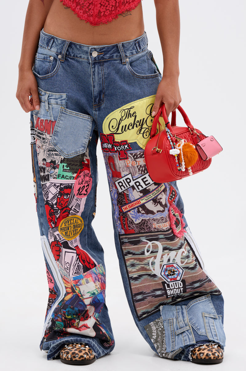 SO SICK PATCHWORK OVERSIZED JEANS