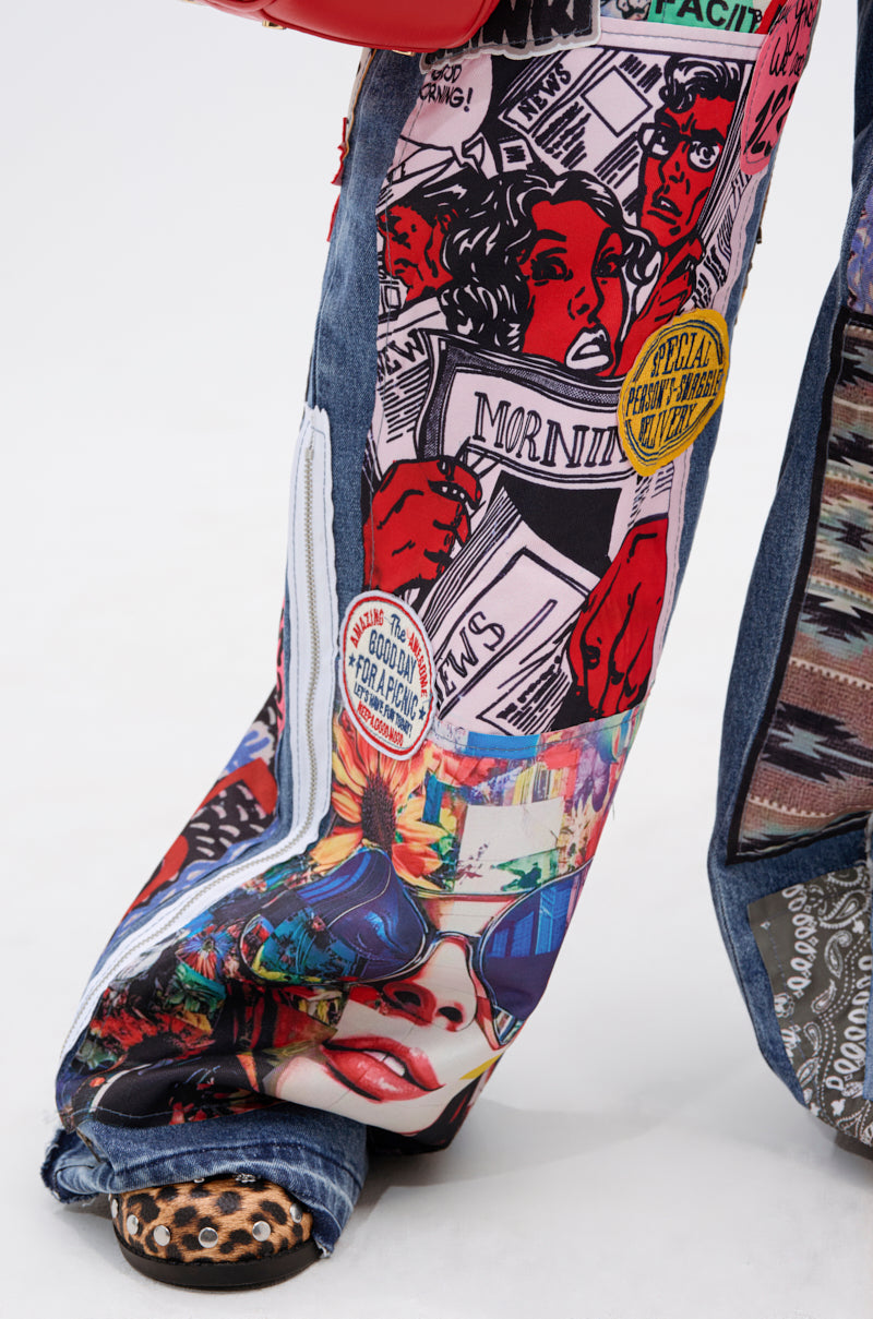 SO SICK PATCHWORK OVERSIZED JEANS