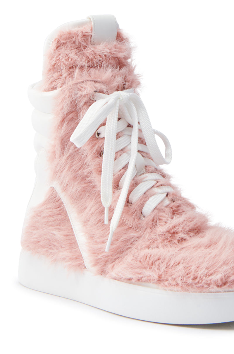 AZALEA WANG RIORDAN PINK FUR HIGHTOP SNEAKER