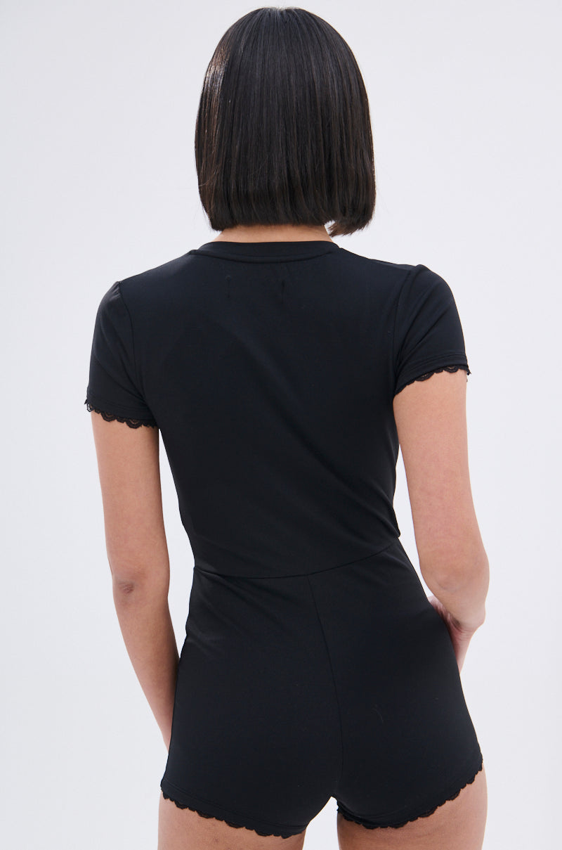 LAUREN SEAMLESS ROMPER WITH LACE