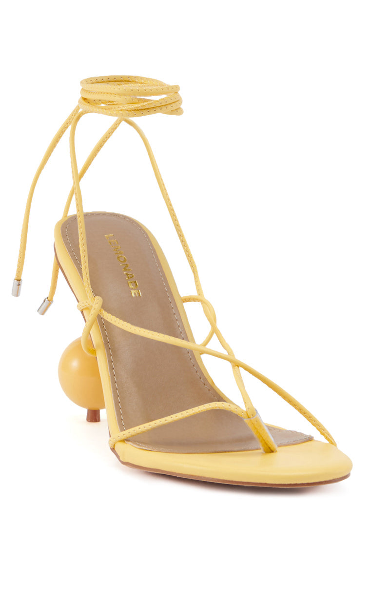 RONNIE YELLOW STILETTO STRAPPY SANDAL WITH BALL DETAIL