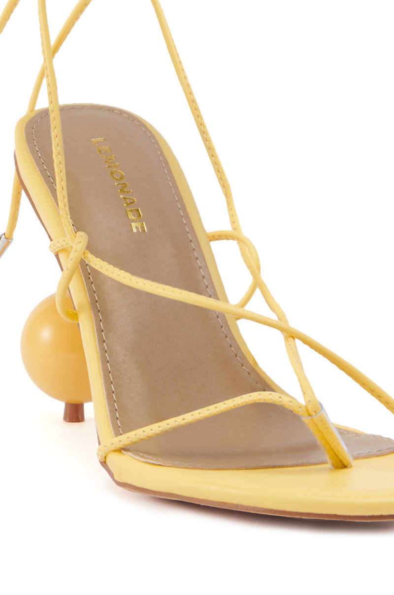 RONNIE YELLOW STILETTO STRAPPY SANDAL WITH BALL DETAIL
