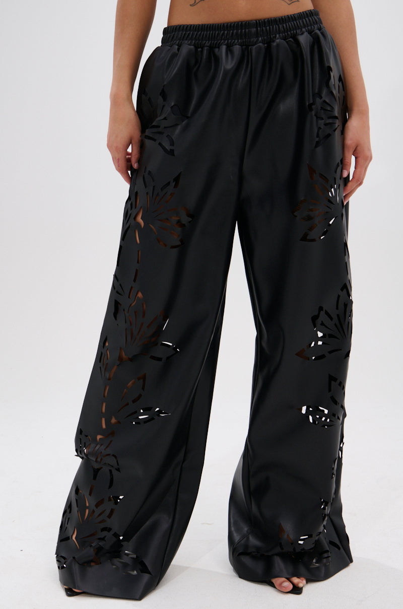 GOING CRAZY PU CUTOUT PALAZZO PANT