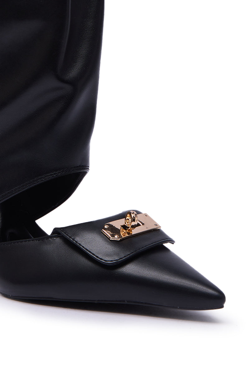 AZALEA WANG SARVESH BLACK CUTOUT STILETTO BOOTIE